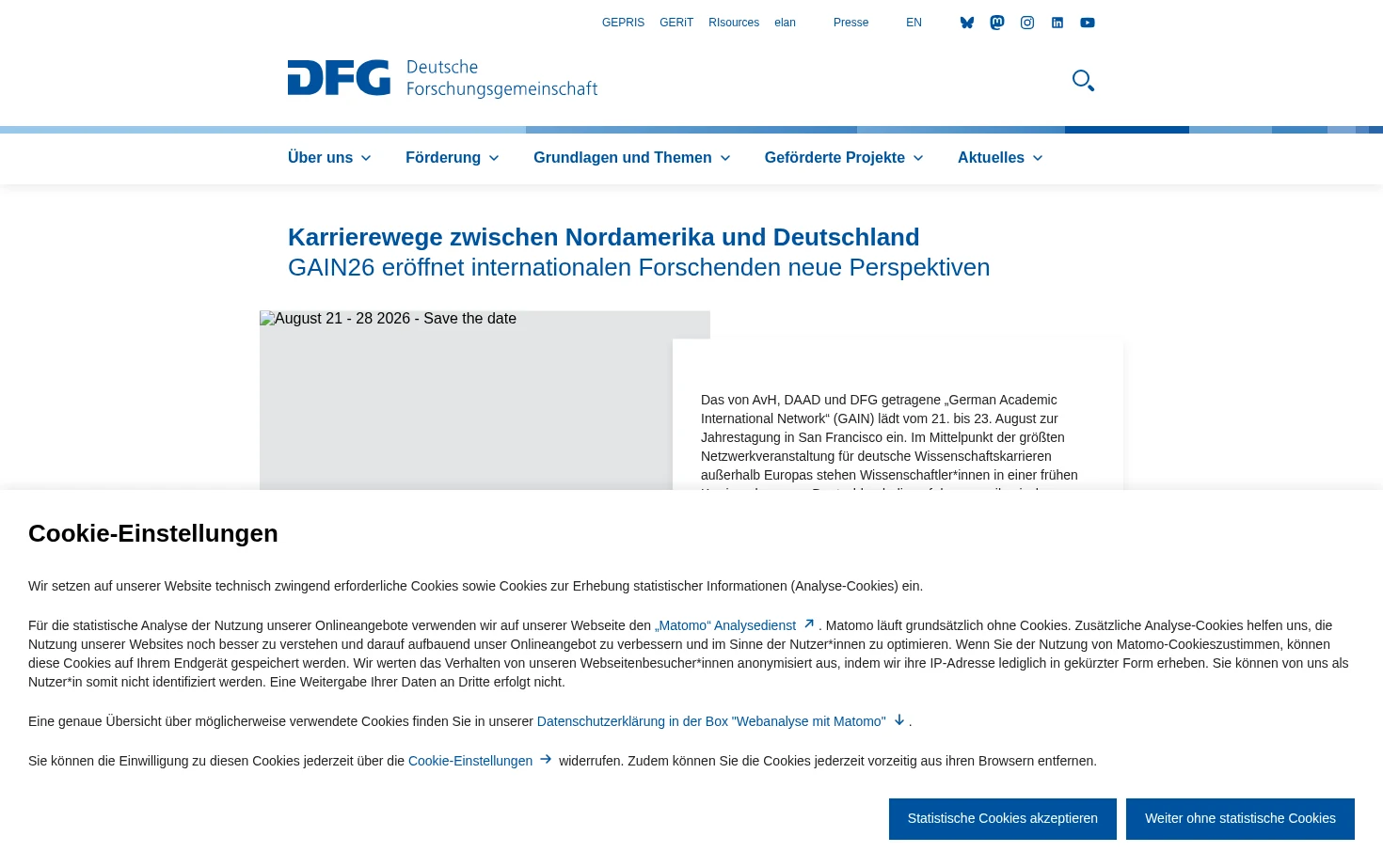 DFG – Deutsche Forschungsgemeinschaft 页面快照